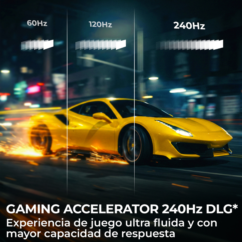 Gaming Accelerator 240Hz DLG. Experiencia de juego ultra fluida y con mayor capacidad de respuesta. Comparativa 60Hz, 120Hz, 240Hz.