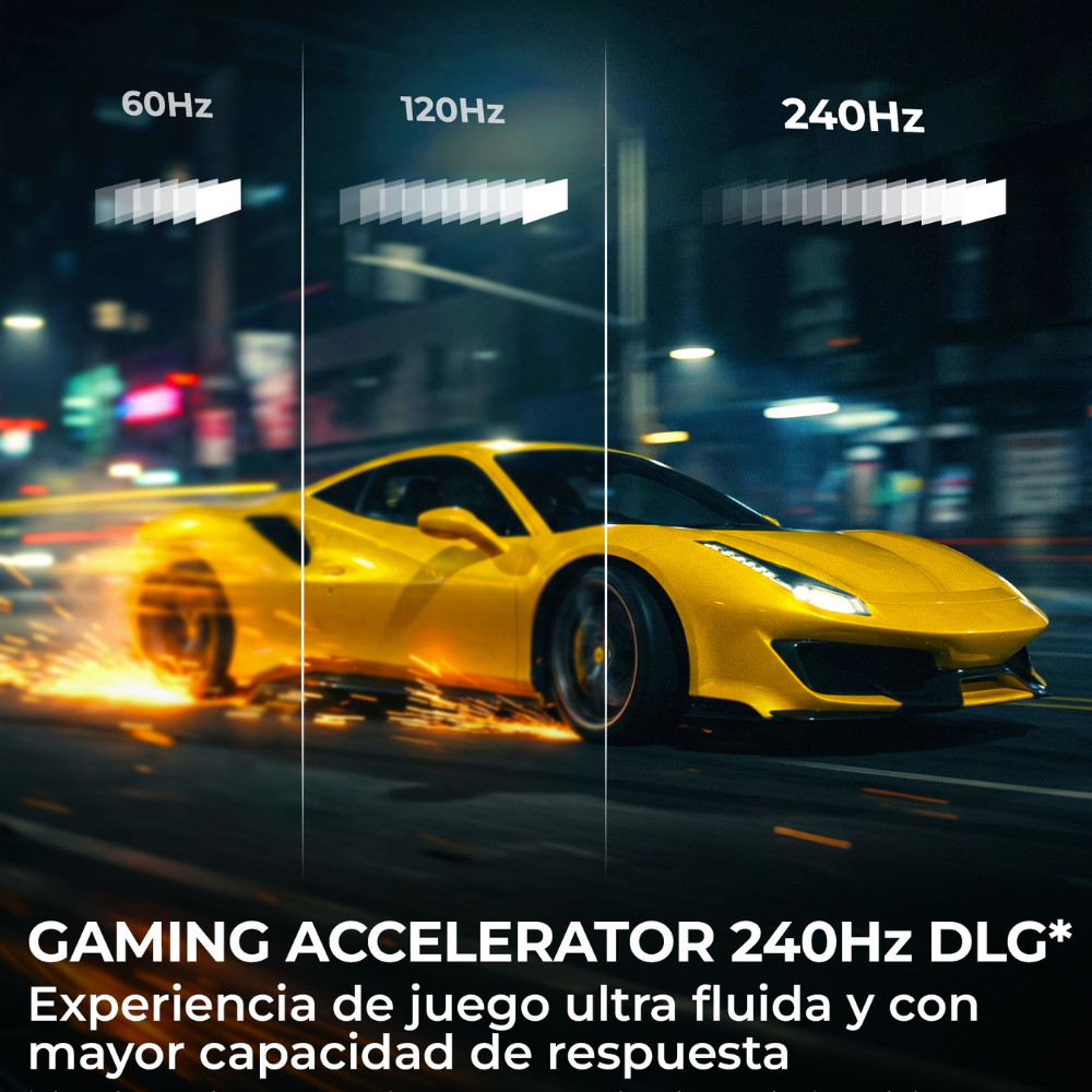 Gaming Accelerator 240Hz DLG. Experiencia de juego ultra fluida y con mayor capacidad de respuesta. Comparativa 60Hz, 120Hz, 240Hz.