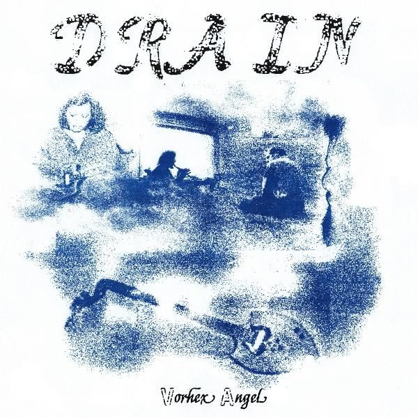 Das Albumcover zeigt den Titel DRAIN und darunter drei Silhouetten und eine Gitarre.