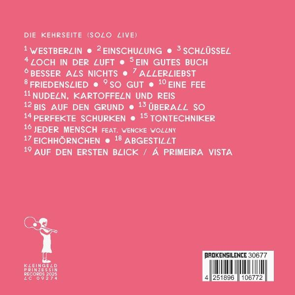 Rückseite mit Titelliste, kleinem Logo und Barcode auf rosafarbenem Hintergrund.