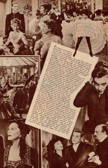 Collage aus Filmszenen mit Personen in historischer Kleidung und einem Zeitungsausschnitt.