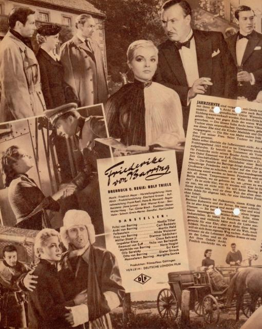 Eine Collage aus Filmszenen und Texten, mit Schauspielern in historischer Kleidung.