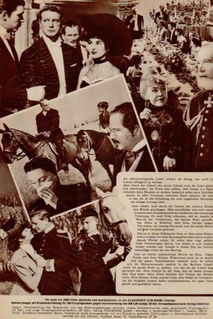 Collage mit Filmszenen: Menschen in Kleidung aus verschiedenen Epochen, Pferde, eine Tafel.