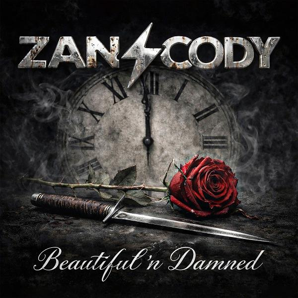Zan Cody Albumcover: Dolch, Rose, Zifferblatt, Rauch. Titel: Beautiful'n Damned.