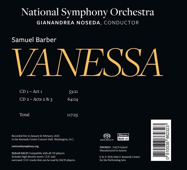 National Symphony Orchestra spielt VANESSA von Samuel Barber, Aufnahme 2025.