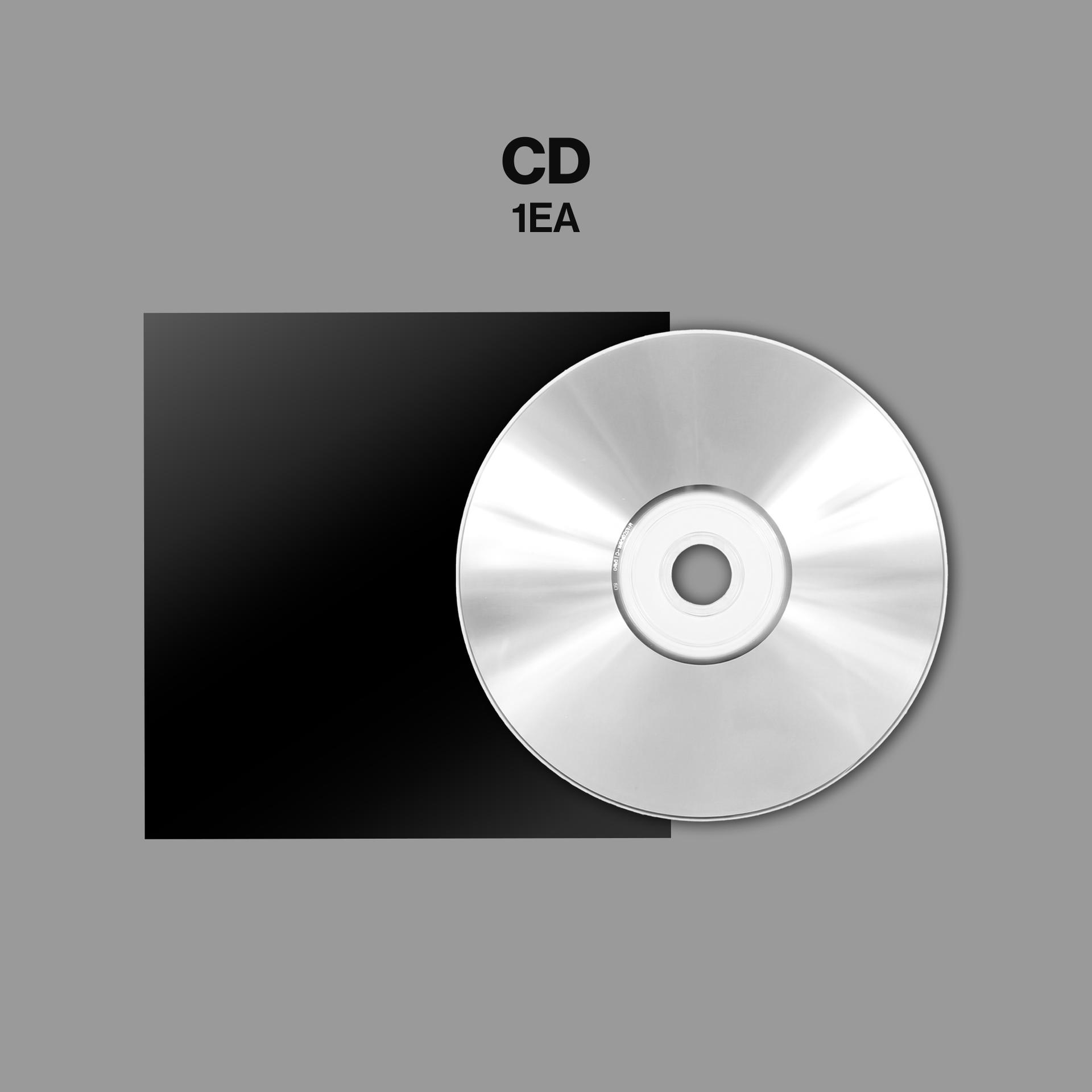 Silberne CD neben einem schwarzen Quadrat auf grauem Hintergrund.