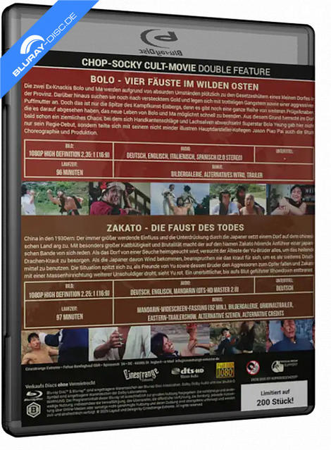 Rückseite einer Blu-ray-Hülle mit Filminformationen und Szenenbildern.
