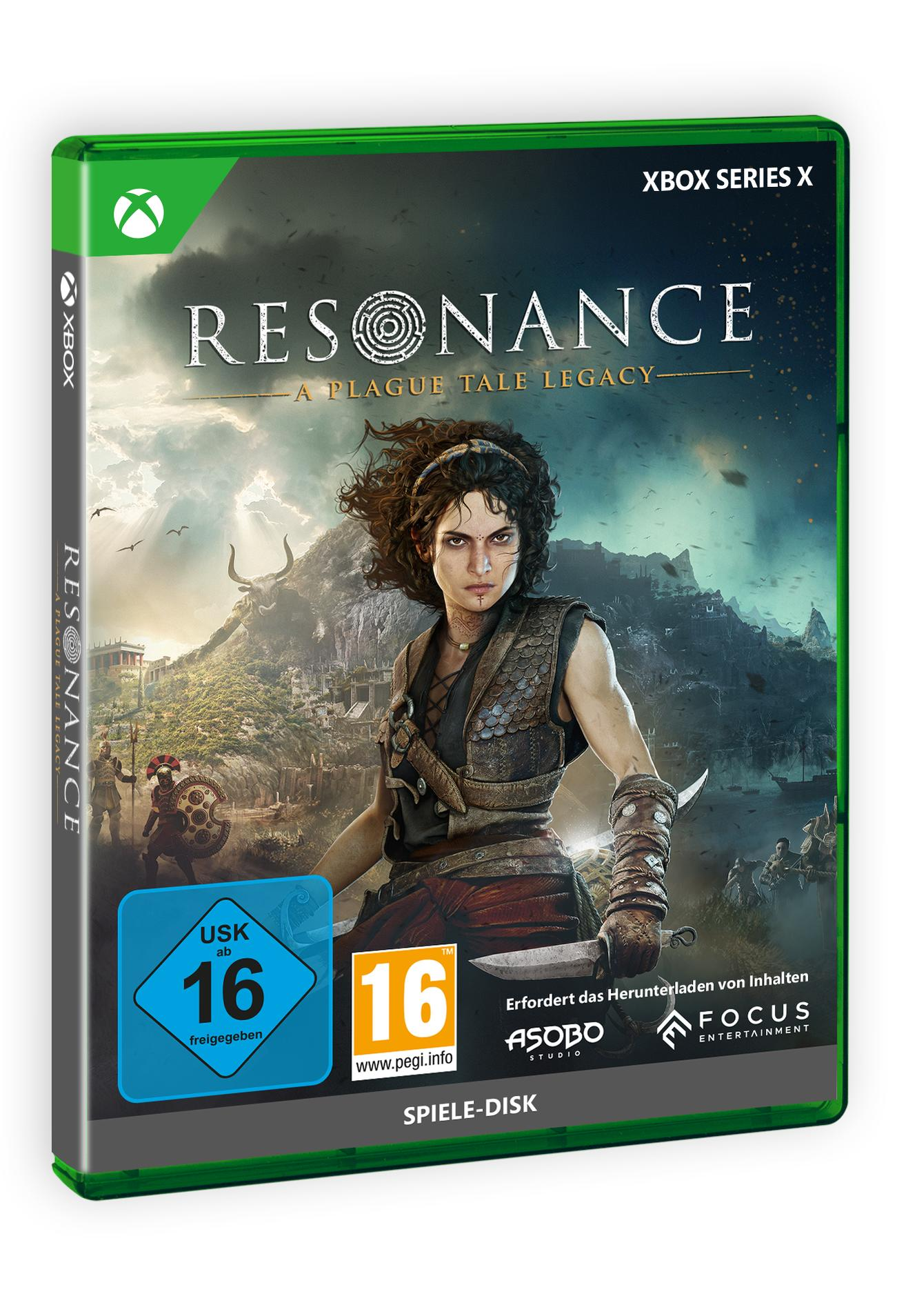 Xbox Series X Spielhülle: Frau mit Schwert vor Bergkulisse.