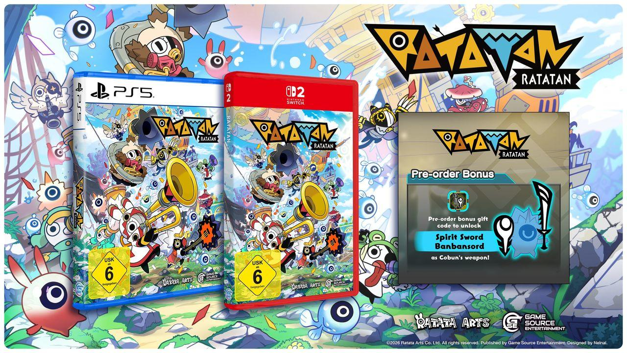 Spielcover für PS5 und Switch, mit Vorbestellerbonus für "Ratatan".