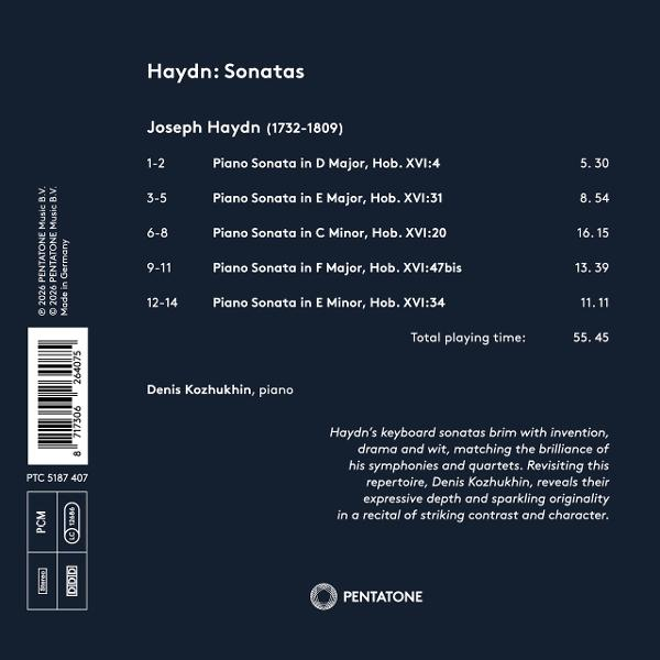 Album-Cover: Haydn Sonaten mit Titelliste, Interpret und Spielzeit.