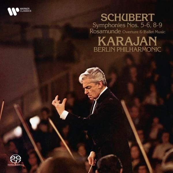 Ein Dirigent leitet ein Orchester mit einem Taktstock. Oben stehen Titel und Namen.