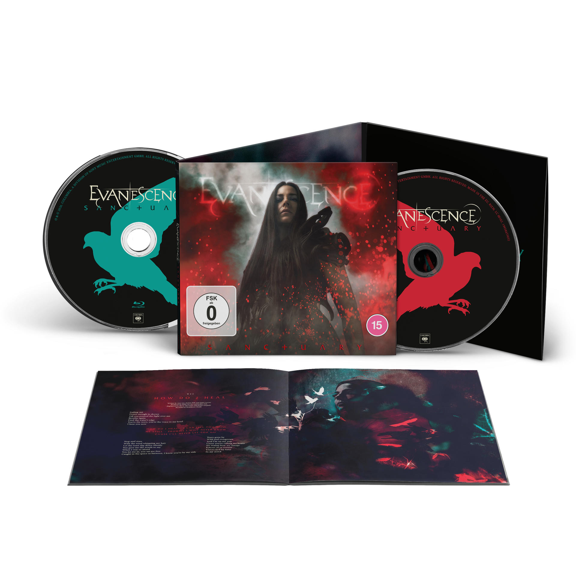 Evanescence Sanctuary Blu-ray-Set mit Cover, zwei Discs und Booklet.