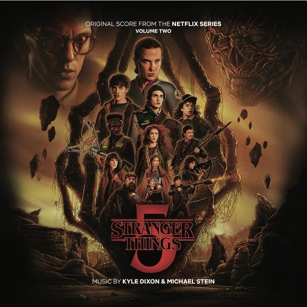 Das Motiv zeigt die Besetzung von Stranger Things, umgeben von Tentakeln und dem Hawkins-Logo.