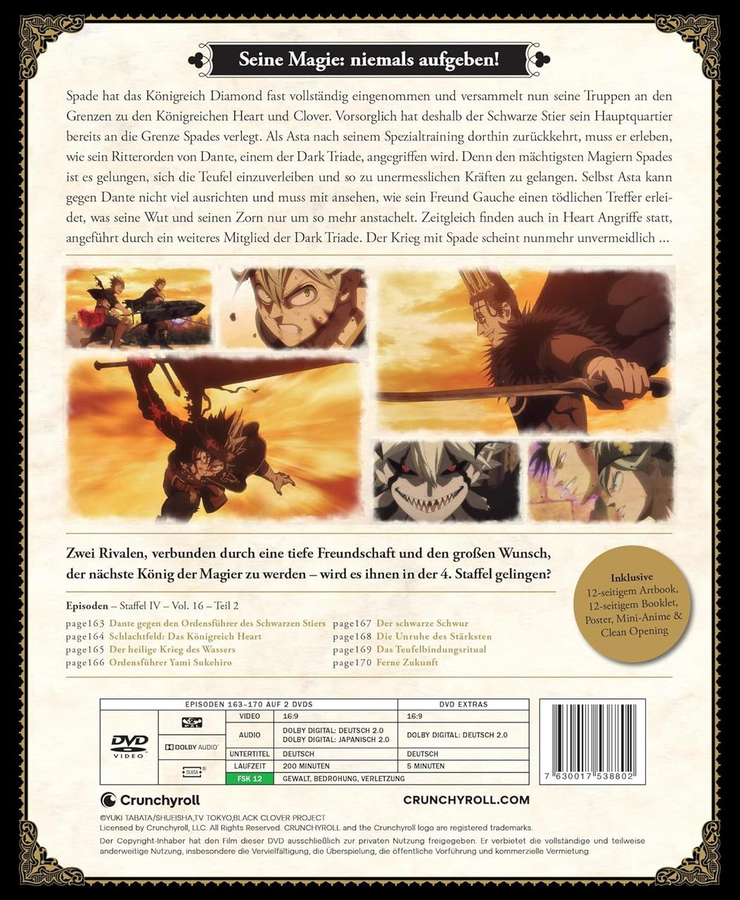 Anime-Cover mit Text über die Serie und Episodenliste. Charaktere im Vordergrund.