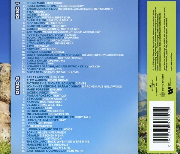 Rückseite einer CD-Hülle mit Songlisten für Disc 1 und Disc 2.