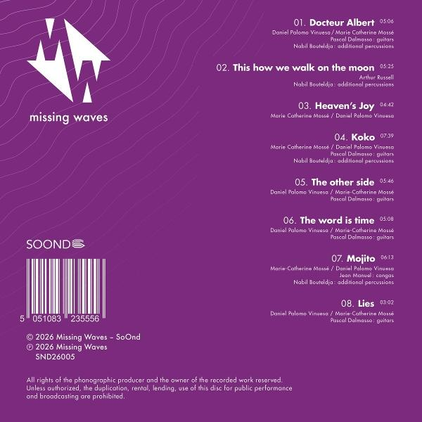 Violettes Albumcover mit Songliste, Logo und Barcode.