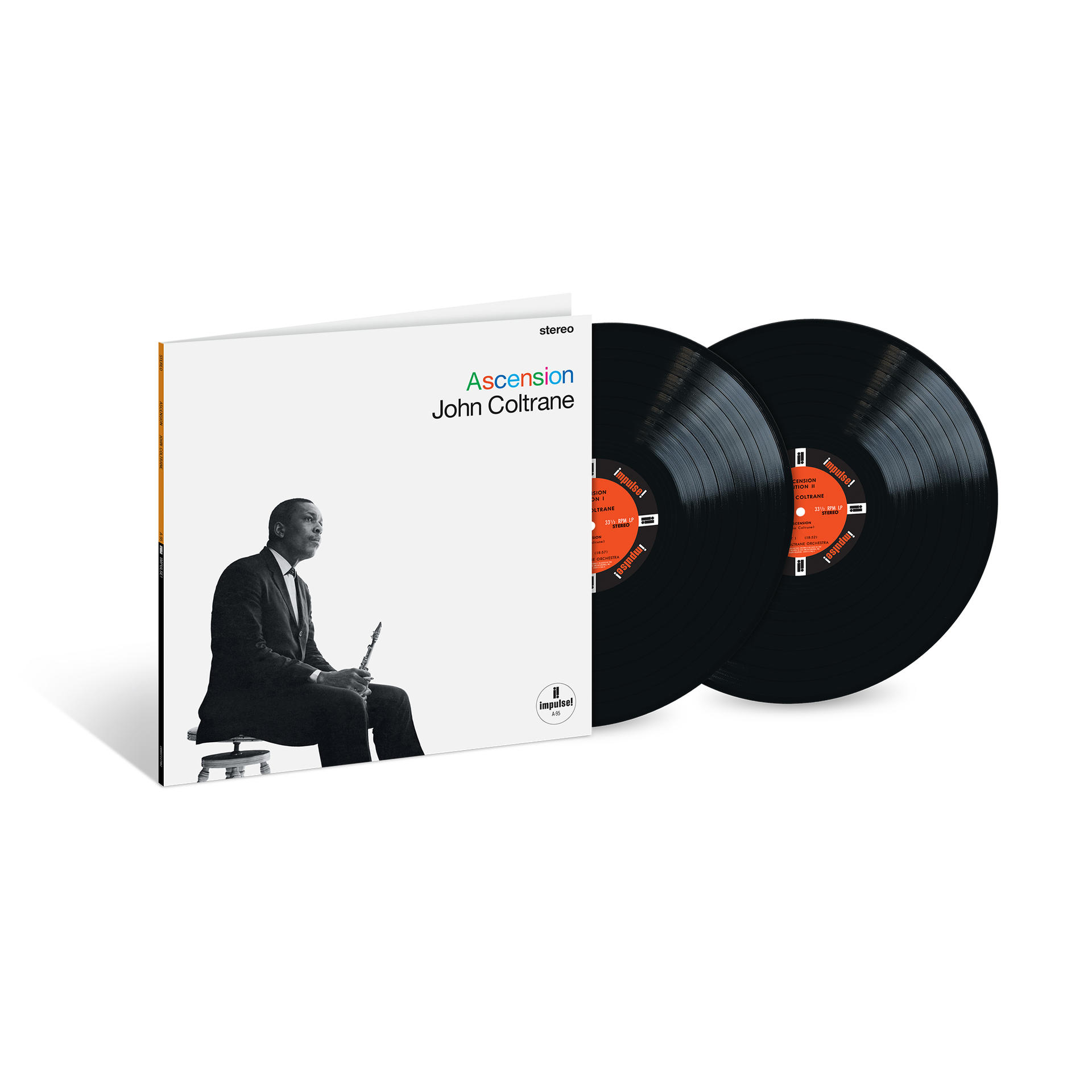 John Coltranes Album "Ascension" mit zwei schwarzen LPs und Cover.