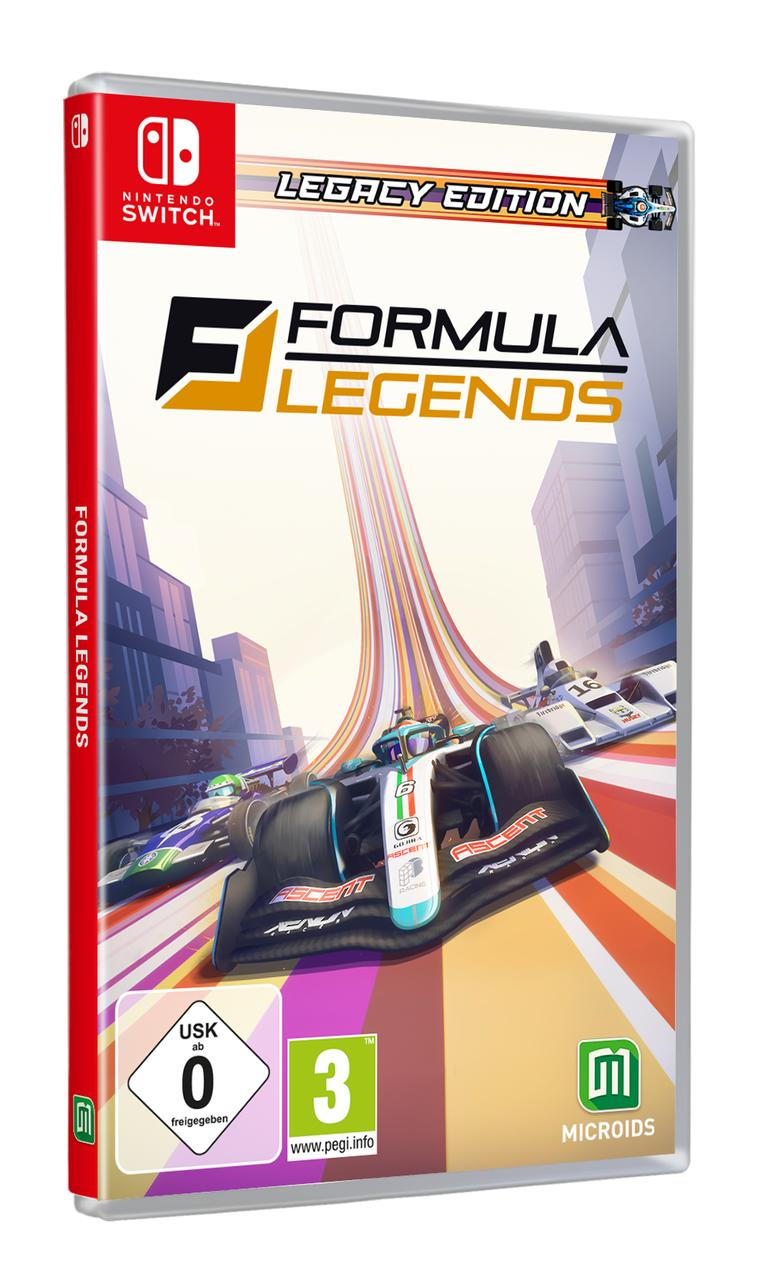 Nintendo Switch Spielverpackung mit Formel-1-Autos und Stadtkulisse.