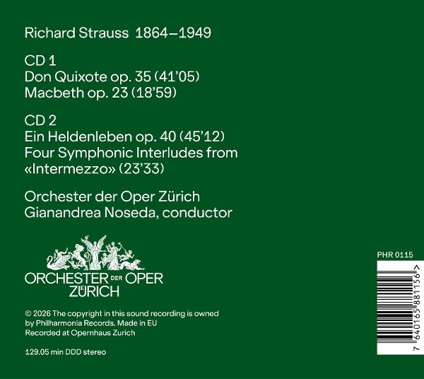 Richard Strauss Werke auf 2 CDs mit dem Orchester der Oper Zürich.
