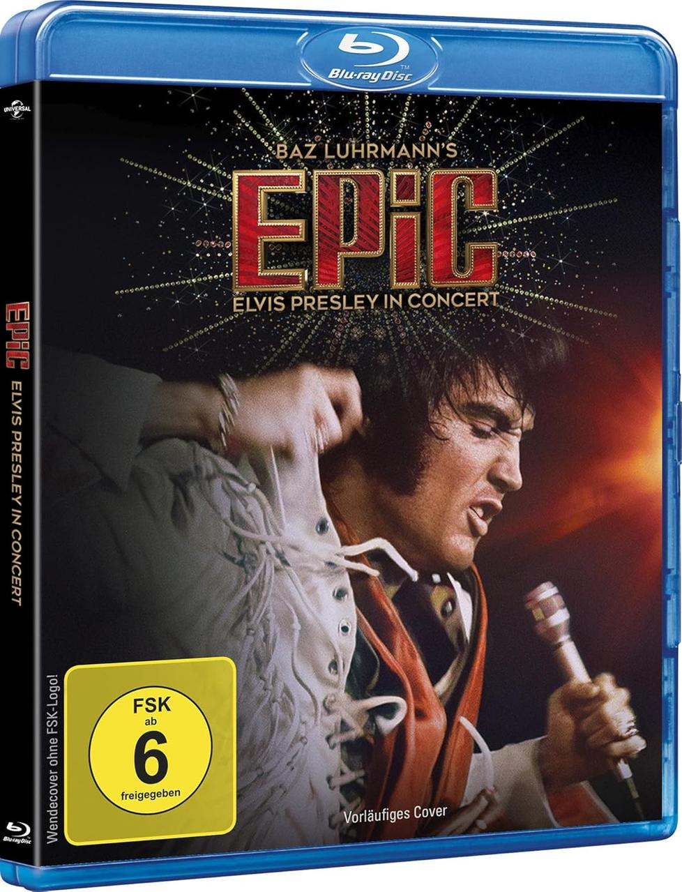 Blu-ray Hülle von 'Epic Elvis Presley in Concert' mit Elvis, FSK 6 Logo.