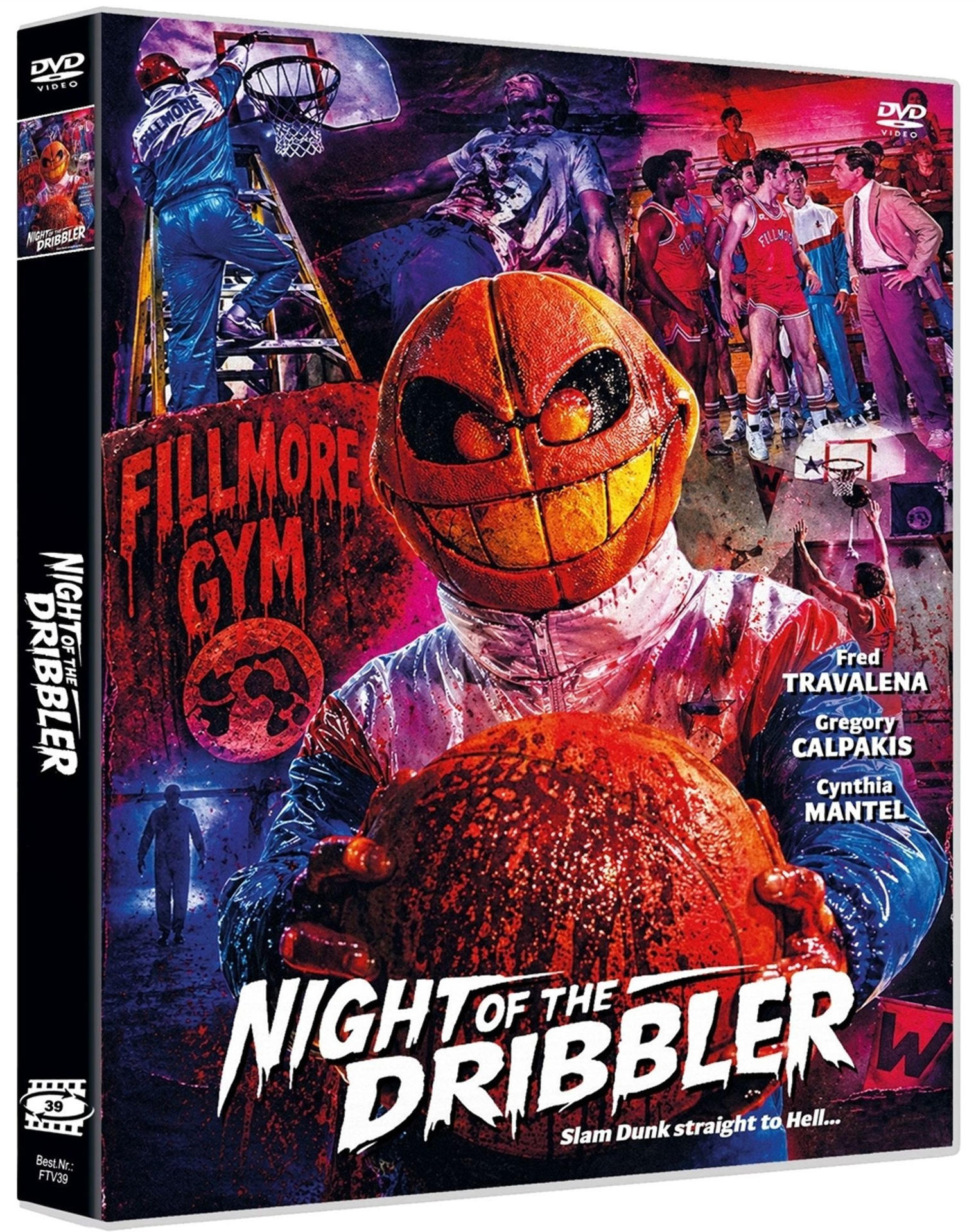 Horrorfilm-DVD-Cover: Ein Kürbis-Kopf-Monster hält einen Basketball.