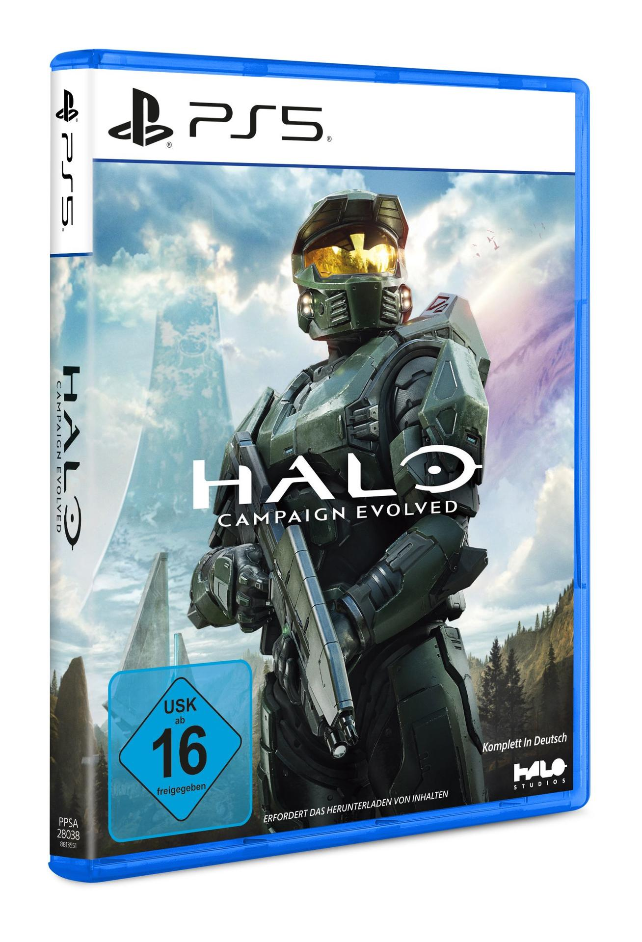Halo Campaign Evolved PS5 Hülle mit Master Chief im grünen Anzug.