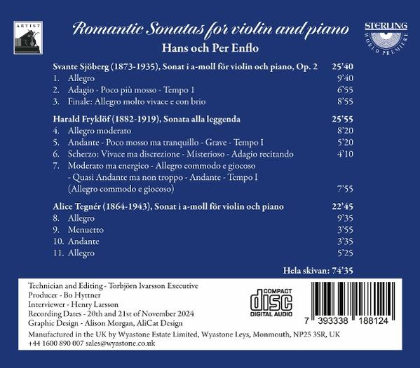 CD-Cover mit Werkliste: Romantische Sonaten für Violine und Klavier.