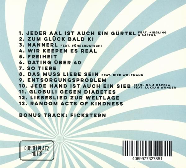 Rückseite eines Albums mit Titel der Lieder und Barcode.