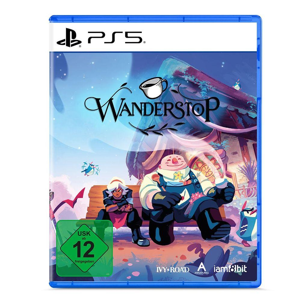 PS5 Spielcover: Wanderstop Spiel mit zwei Figuren und USK 12 Logo.