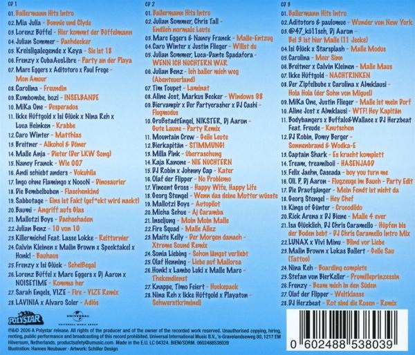 Cover einer CD-Kompilation mit Titellisten auf blauem Hintergrund.