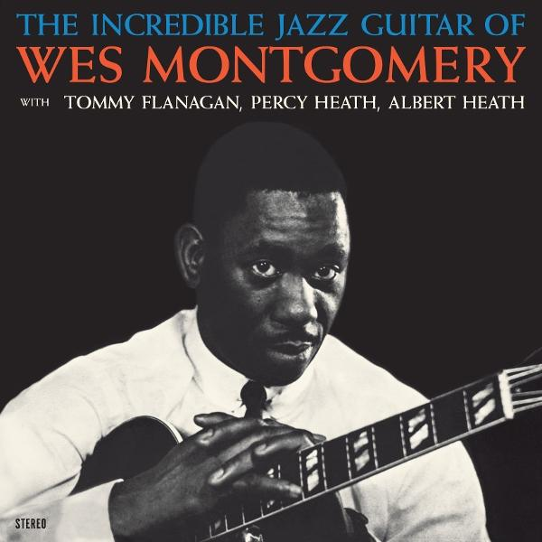 Wes Montgomery spielt Gitarre, Albumcover mit Text und Musiker.