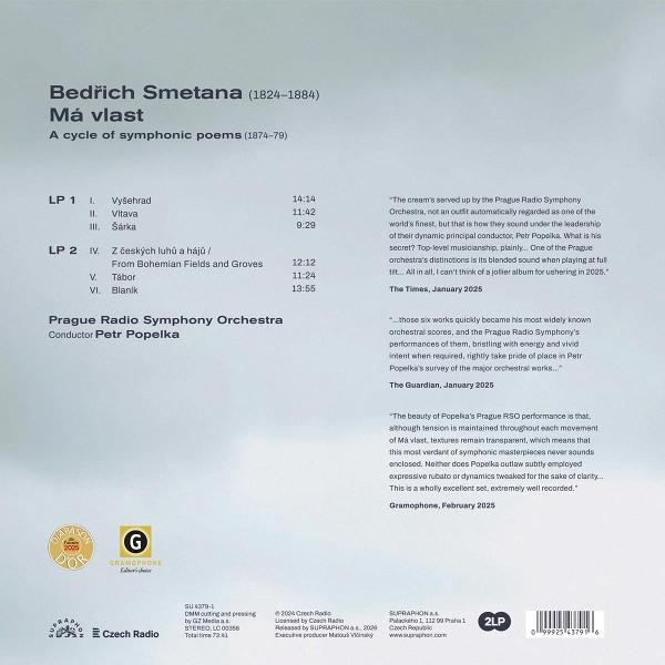 Albumcover für Smetanas 'Má vlast' mit Titelliste und Orchesternamen.