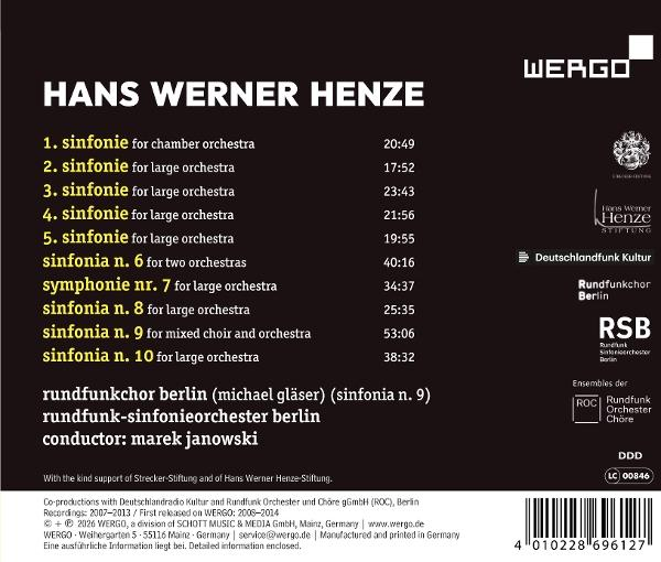 Cover mit Hans Werner Henze, Werkliste und Logos von WERGO.