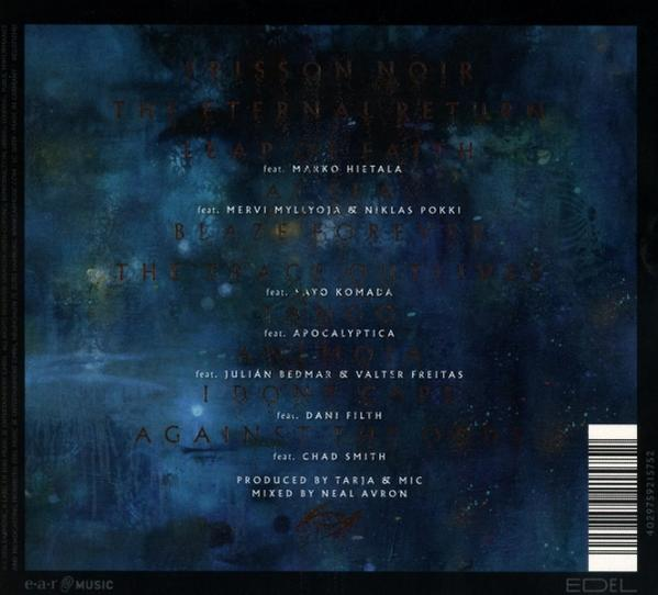 Album-Rückseite mit Titelliste und Künstlernamen auf blauem Hintergrund.