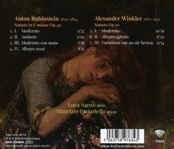 Klassische CD-Rückseite mit Gemälde einer Frau und Werkauflistung.