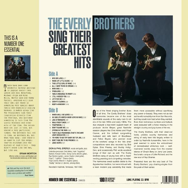 Albumcover von The Everly Brothers Sing Their Greatest Hits mit Trackliste.