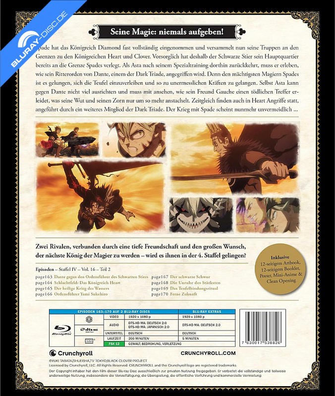 Anime-Blu-ray-Cover mit Szenen und Text über Black Clover Staffel 4, Teil 2.