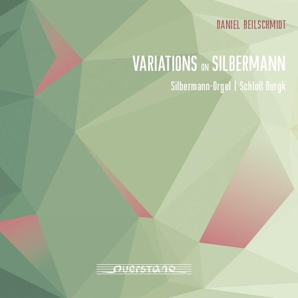 Albumcover mit geometrischem Muster in Grün- und Rosatönen. Titel: Variations on Silbemann.