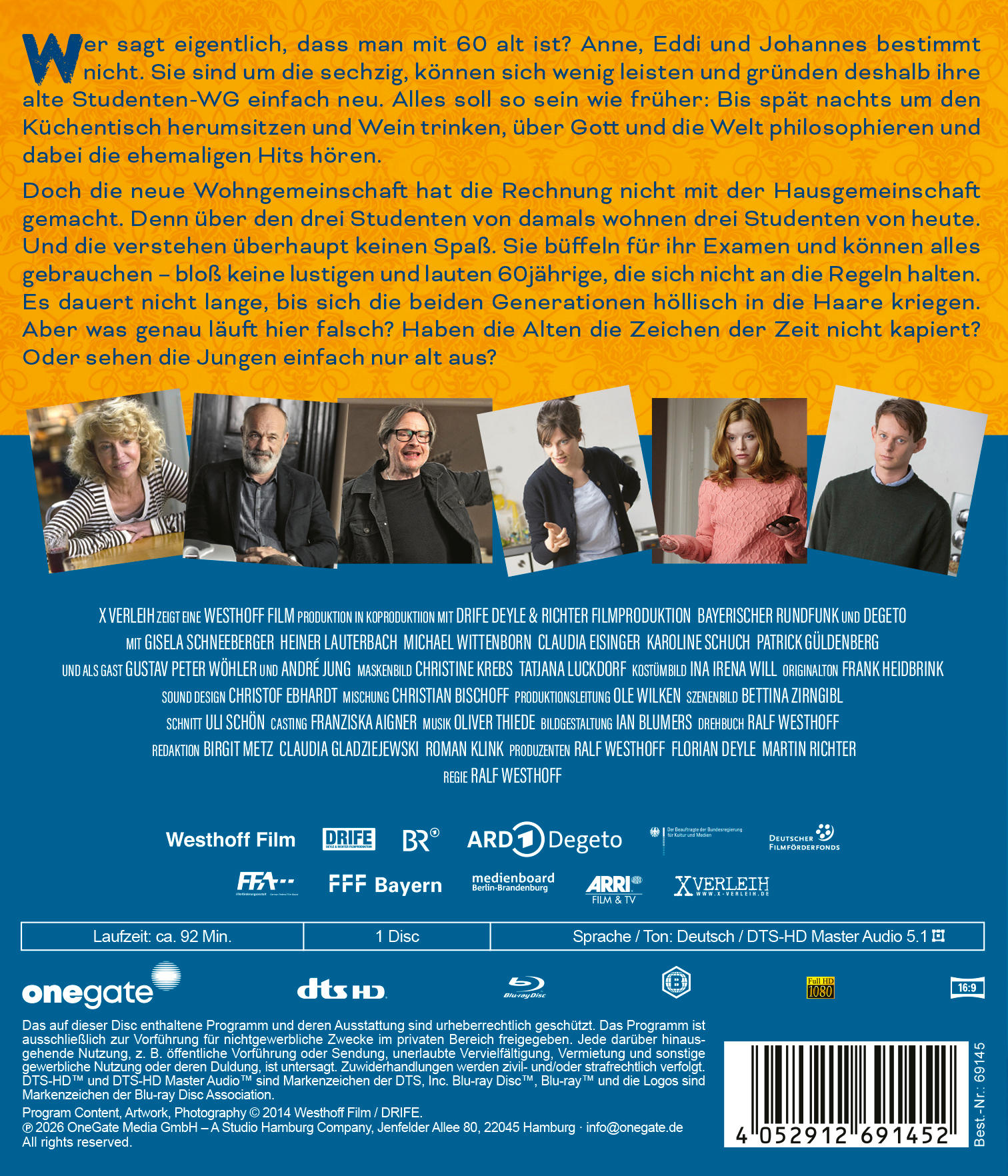 Drei ältere Personen und drei jüngere Personen blicken in die Kamera. Filmplakat.