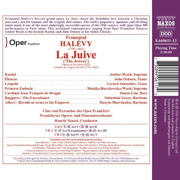 CD-Cover mit Operntitel, Komponist, Sängern und Produktionsdetails.