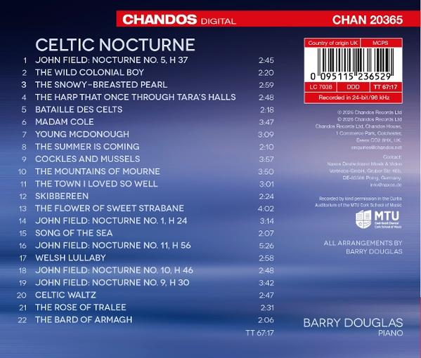 CD-Cover mit Titelliste für 'Celtic Nocturne'. Enthält 22 Titel von John Field und anderen.