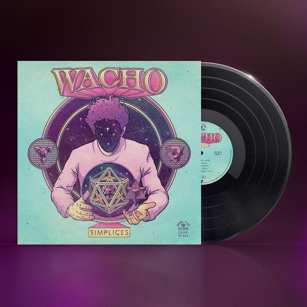 Schallplatte mit psychedelischem Coverartwork von WACO, Mann mit Sternen im Gesicht.