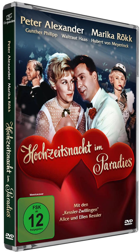 DVD-Hülle: Peter Alexander & Marika Rökk küssen sich vor roten Herzen.