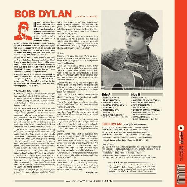 Bob Dylan, Albumcover mit Porträt eines jungen Dylan und Songliste.