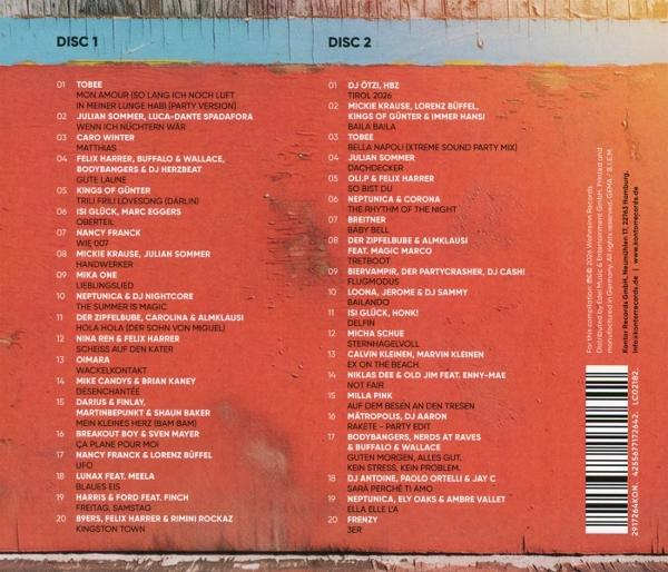 Cover einer Doppel-CD mit Songtiteln für Disc 1 und Disc 2 auf rotem Hintergrund.
