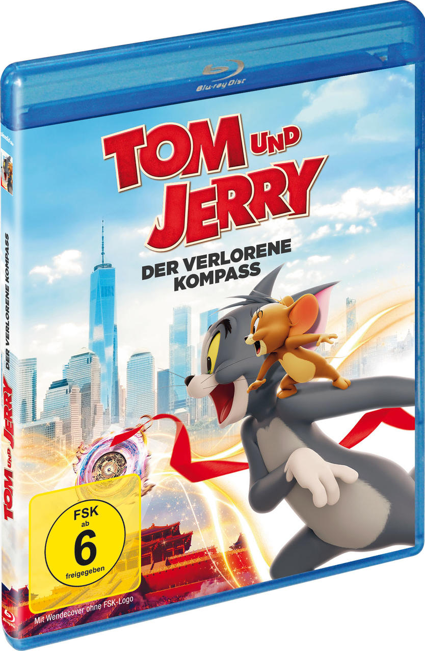 Tom und Jerry Blu-ray Hülle mit Stadtbild und FSK 6 Logo.