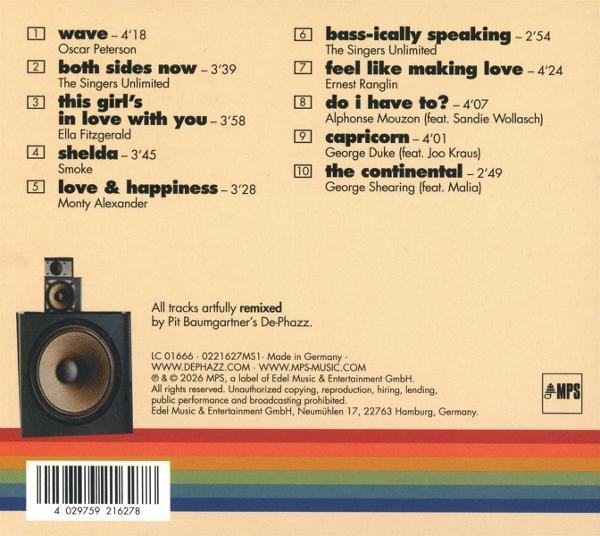 CD-Rückseite mit Trackliste und Lautsprecherbild.
