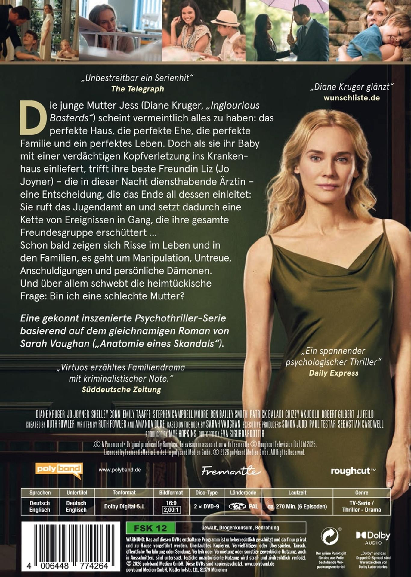 DVD-Hülle mit Diane Kruger im olivgrünen Kleid, Filmtitel und Kritiken.