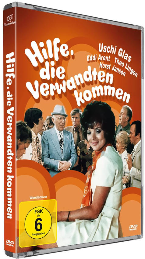 DVD-Cover mit dem Titel "Hilfe, die Verwandten kommen" und einer Gruppe von Menschen.