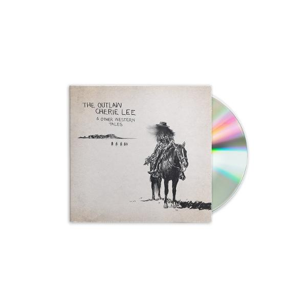 CD-Cover mit Zeichnung eines Reiters auf einem Pferd und dem Titel "The Outlaw Cherie Lee".